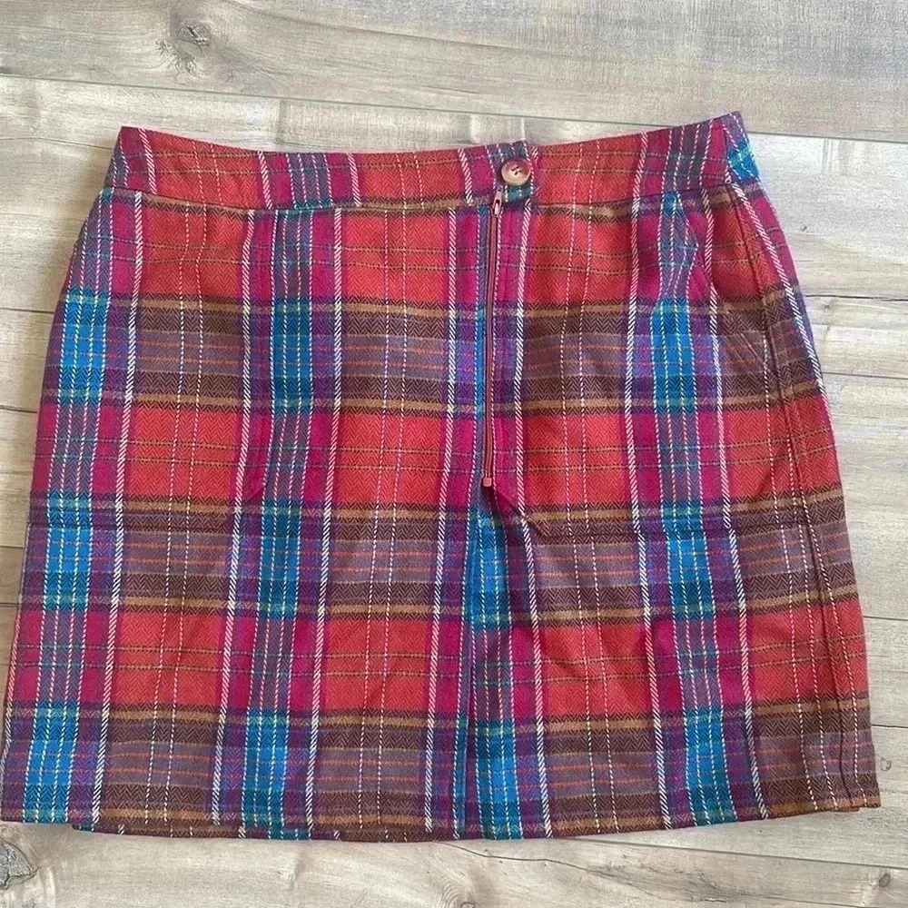 4/$25 I.E. Relaxed Vintage Y2K Plaid Mini Skirt Wool Blend Sz 14
